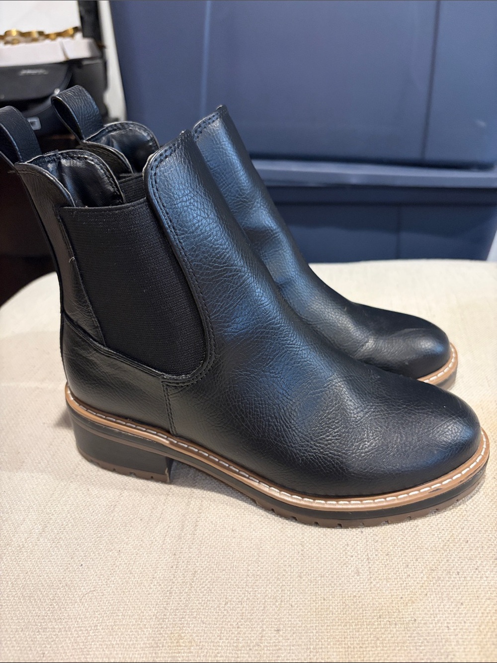 kensie khai black leather boots womens sz 6M